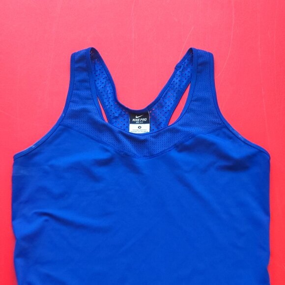 Nike Pro Dri-fit cross back athletic / running tank top blue women's size M - Picture 2 of 7